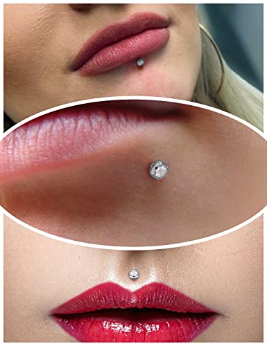 Kridzisw 16G Lip Labret Medusa Monroe Ring Stud Piercing Jewelry Stainless Surgical Steel Snake Bite Ashley Lip Ring Catilage Tragus Helix Conch Earring Piercing Jewelry Women Men 3Mm 4Mm 10Mm Silver #TOP3