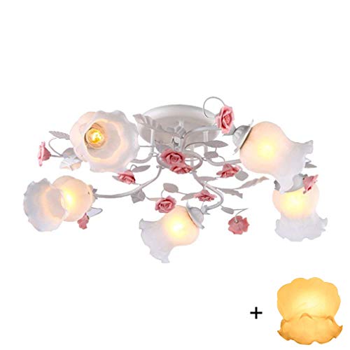 Fierce Tiger Modernen Modisch Rose Blume Design Deckenleuchten Persönlichkeit Kreative Metall Keramik Deckenlampe Wärme Romantische Lichter Prinzessin Mädchen Schlafzimmer Beleuchtung Deckenleuchte Cover