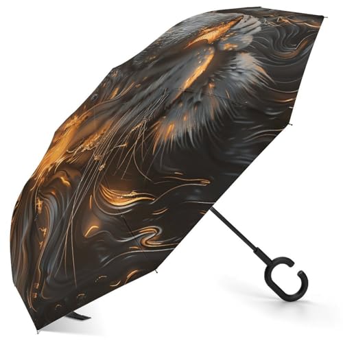 Parapluie inversé Lion automatique pour voiture et sac à dos, protection soleil et pluie