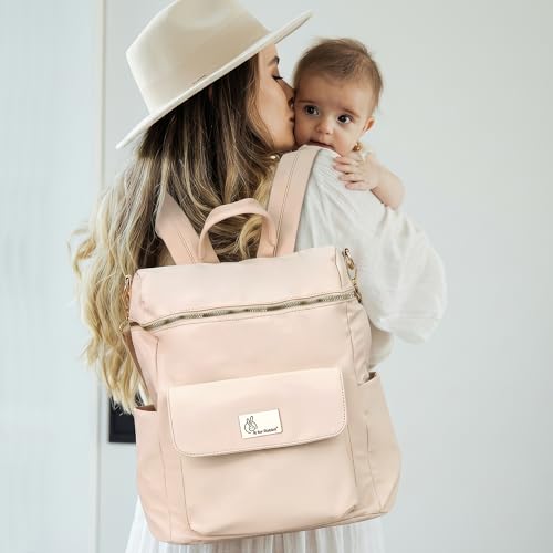 Image of R for Rabbit Caramello Bold Ivy Diaper Bag for Moms, Premium Vegan Leather with Insulated Bottle Pockets, 7 Compartments, Maternity Travel Backpack, 24 Litre Capacity (Ivory Beige)