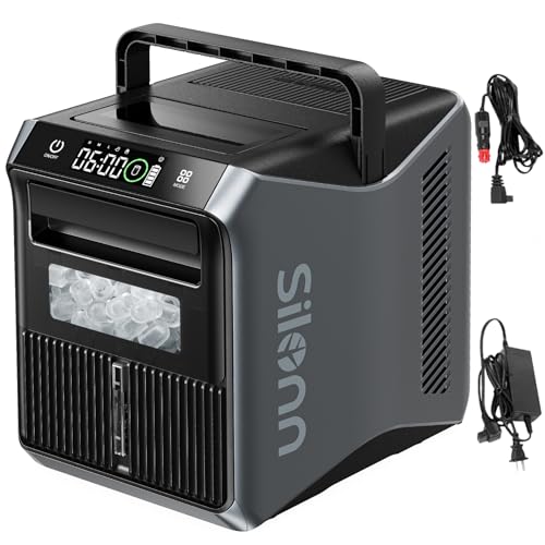 Silonn Battery-Powered Ice Maker, 9 Cubes in 6 Min, Portable