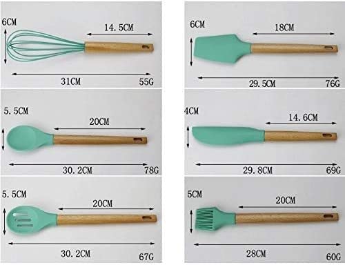 Küchenutensilien-Set Pfannenwender Silikon-Küchenwerkzeug-Set Kochutensilien-Set Pfannenwender Schaufel Suppenlöffel mit Holzgriff Spezielles hitzebeständiges Design