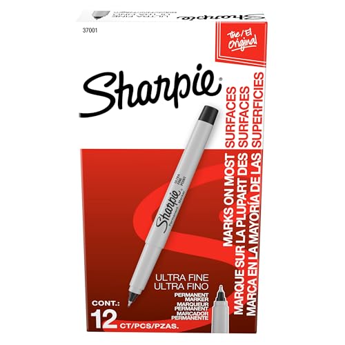 sharpie permanent markers ultra fine tip markers set quick drying and fade resistant artist marker for wood plastic paper metal and more drawing coloring and poster marker black 12 count