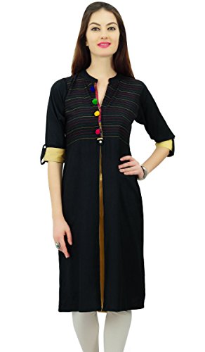 Kurti indien Ryan brodé style ethnique chic avec pompons pour femme