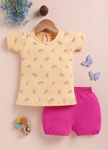 Image of LuvLap Baby Girls Regular Fit 100% Cotton Half Sleeves Girls Top CoSet Pack of 3