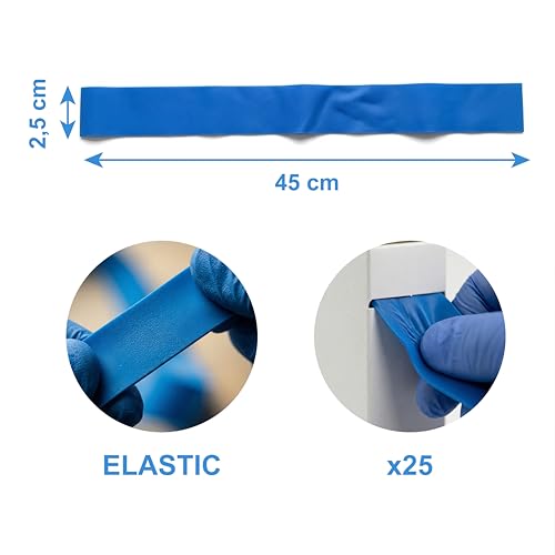 KMINA Stauschlauch (25 Stück) Blau 45 x 2,5 cm Latexfrei mit Strukturierter Oberfläche auf Beiden Seiten Hohe Elastizität Hohe Reißfestigkeit TPR Leicht Anzuwenden