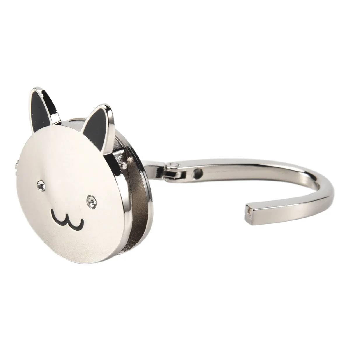 SHIPLORD® Foldable Handbag Hook with Anti-Slip Rubber Base - Cute Black Cat Design Silver Tone Finish-image-32