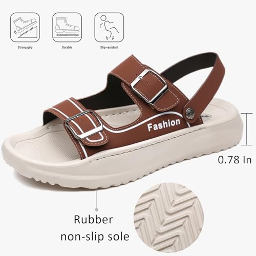 Men's Two Bands Orthopedic Arch Support Platform Sandals With Adjust Buckle Fashion Back Strap Breathable Slip On Anti-slip Lug Sole Beach Sandals for Summer Walking Casual Outdoor Active3