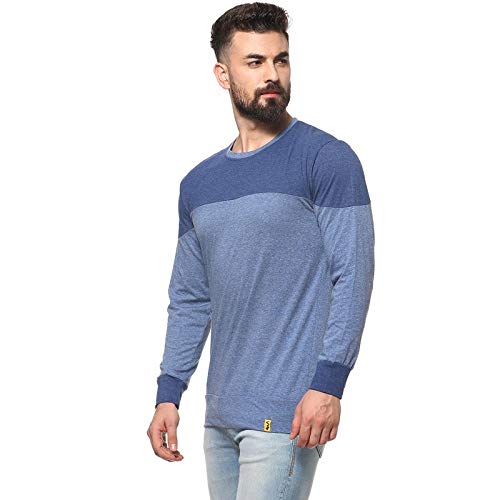 Image of CAHOOT Men's Colourblocked T-Shirt for Casual Wear | Crewneck | Long Sleeve | Pull On Closure | Cotton T-Shirt Crafted with Comfort Fit for Everyday Wear