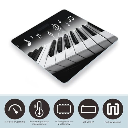 Báscula Digital de Baño con Símbolo Musical y Plataforma Amplia miniatura 3