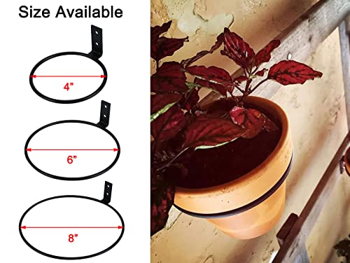 Tqvai 4 Inch Flower Pot Holder, Wall Planter Ring Hanger, Wall Mounted Pot Hook Bracket, 6 Pack, Black #TOP1