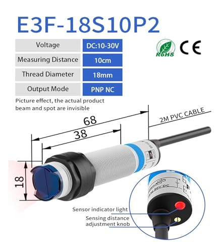 Sensor fotoeléctrico E3F para solucionar fallos de conteo con reflexión de 10cm 3
