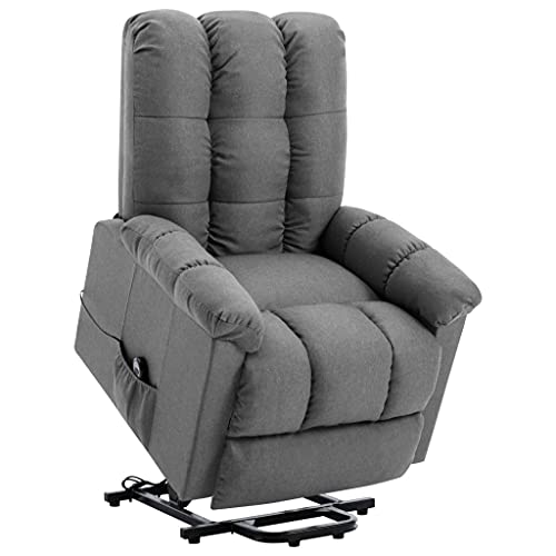 aphrophina Power Lift Recliner with Adjustable Backrest and Footrest, Comfortable Light Gray Fabric, Seniors and Mobility Support