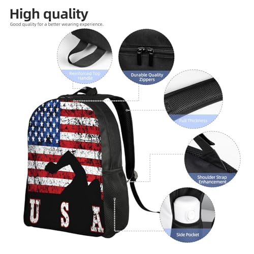 American Flag Swimming Team Backpack Simple Leisure Travel Backpack Outgoing Daypack 16 inch4