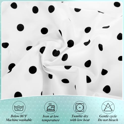 Image of 4FT Black and White Table Skirt Polka Dots Teacher Desk Skirt Classroom Desk Skirt for Back to School Decorations Classroom Table Cloth for Back to School Party Supplies Dorm Office Bookcase Cabinet