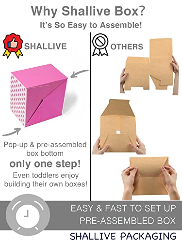 Shallive 6X6X4 Inch 24 Pcs Pink Boxes Small Gift Boxes With Lids And Ribbons Watercolor Polka Dot Bridesmaid Proposal Boxes Empty Box For Candle Packaging Craft Cookies For Wedding Baby Shower Bridal Shower Girls Birthdays Engagement Gift Wrapping #TOP3