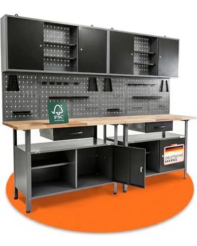 Ondis24 Werkstatteinrichtung Werkstatt Set Werkbank Klaus 240 cm...