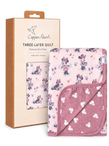Image of Copper Pearl Jumbo 3-Layer Baby Blanket: Soft Baby Quilts for Boys and Girls | Breathable, Cozy, Toddler Blanket | Baby Quilt for Newborns | 46x46 Premium Polyester /Rayon | Minnie Mouse