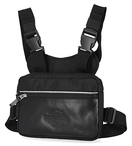 Harley-Davidson Men's Classic Codura Genuine Leather/Canvas Chest Pack - Black2