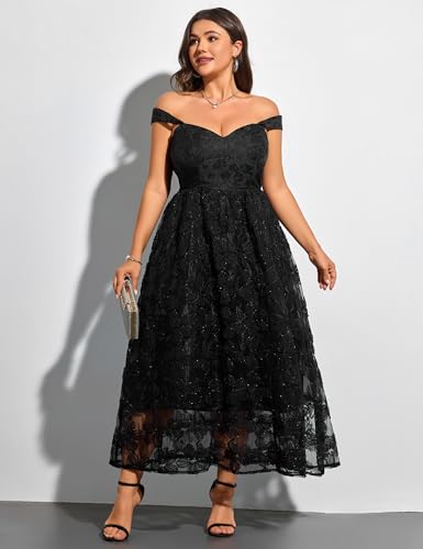 Image of EYWOL Formal Wedding Guest Cocktail Party Floral Embroidered Dress M-3XL | Embroidered,Floral,Sheer A-Line,Maxi,Sweetheart Neckline,Puff Sleeves,Tie Back, Parties,Wedding,Formal,Cocktail,Occasions