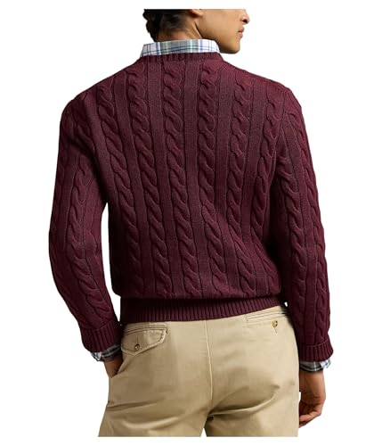 POLO RALPH LAUREN Mens Cable-Knit Cotton Sweater Mulberry Jam Heather Medium2