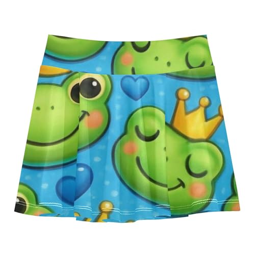 Cute Cartoon Frog Faces Golden Girls' Shorts Athletic Skorts Tennis Skirts Toddler Cute Pleated 3t
