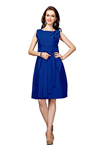Image of Glory Sarees Women's Knee-Length Skater Dresses(Clothix13 Blue), Large