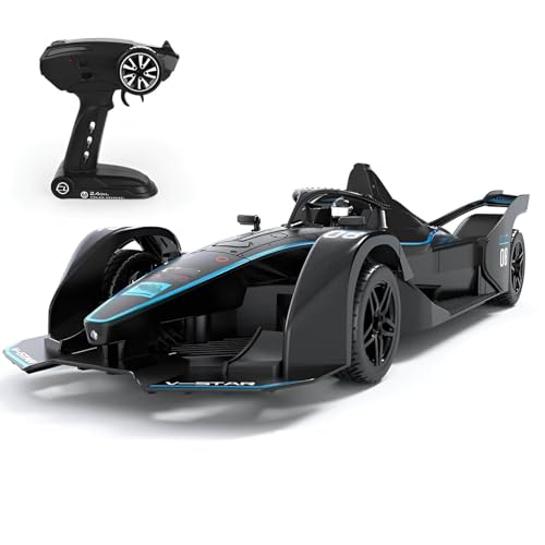 Coche RC Drift Fórmula 1 1:10, Suspensión Independiente, Faros Led, Carrocería Abs Antiexplosión, Neumáticos Antideslizantes, Ideal para Carreras Y Derrapes (Black)