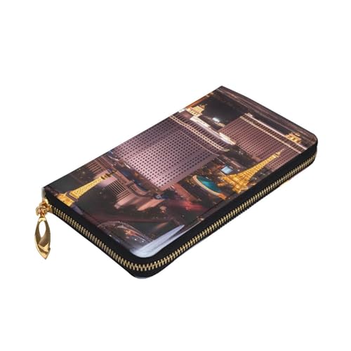 Leather Wallet - Stylish and Durable Wallet for Women with Multiple Compartments and Zipper Design Las Vegas Night City Picture3