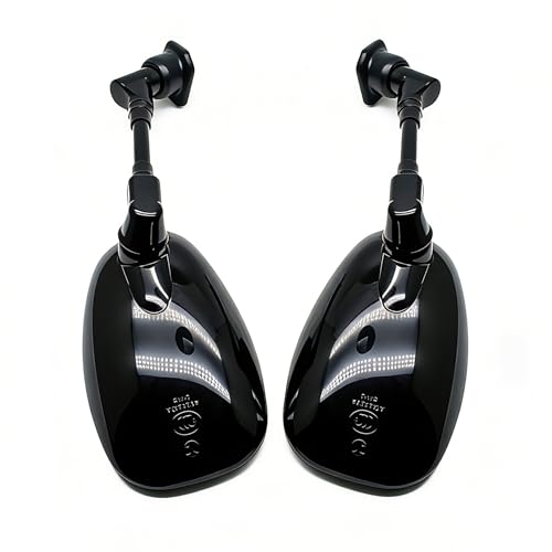 Image of MZS Motorcycle Rear View Mirrors, Universal 10MM 8MM Handlebar Rearview Side Mirror Adjustable Black Compatible with Cruiser Chopper Touring Street Naked Bike Scooter
