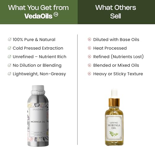 Image of VedaOils Moringa Hair Oil 100ml | 100% Pure Cold Pressed Moringa Oil for Hair Growth, Face & Skin Nourishment
