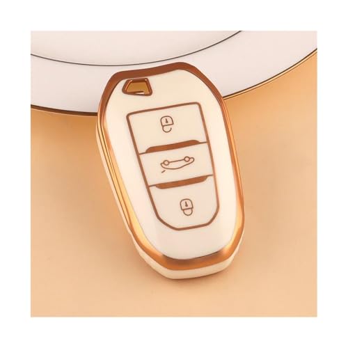 Coque de clé voiture en TPU compatible C2 C4 C6 DS5 étui protection télécommande auto blanche