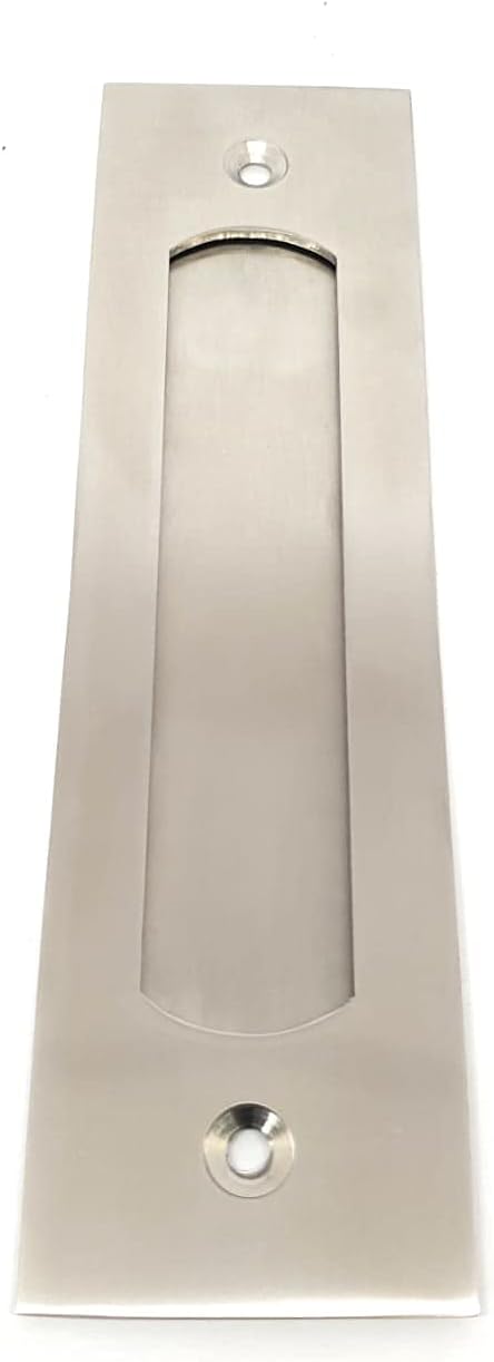 ssiskcon Stainless Steel Solid Barn Door Handle Sliding Push Pull 16mm x 8 inch 32D Satin with Escutcheon Rosette (Omega) Pack of 1