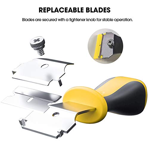 Mlife 2 PCS Multi-Purpose Razor Scraper Set - Utility Scraper Set With 17 Extra Blades, Adjustable Length Handle, Cleaning Tool for Window Wall Tile, Ideal Stripping Tools Label Sticker Decal Removal