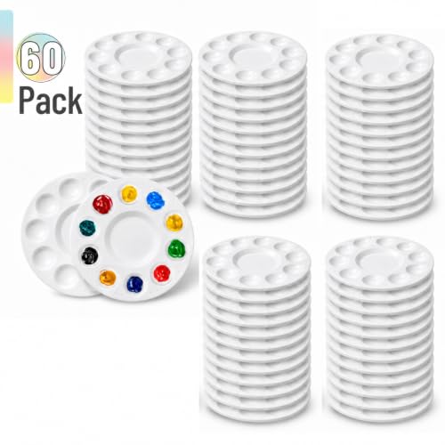 Image of Mr. Pen- Bulk Round Paint Tray Palettes, 60 Pack, White Plastic Palettes