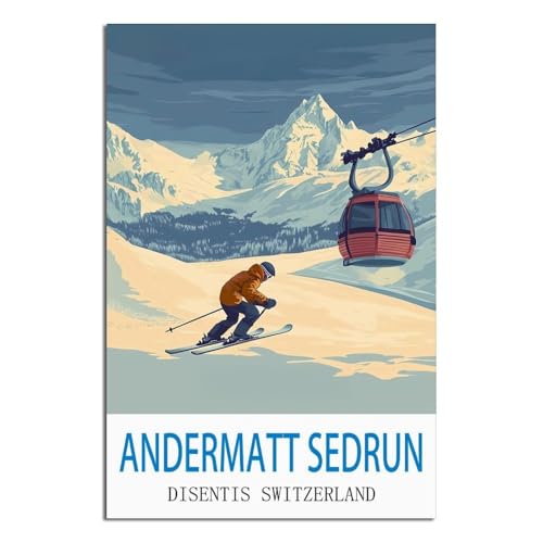 Affiche voyage Andermatt Sedrun Disentis pour déco salon