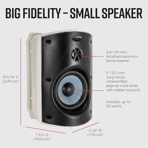 Image of Polk Audio Atrium 5 Outdoor Speakers with Powerful Bass (Pair, White) | All-Weather Durability, Broad Sound Coverage, Speed-Lock Mounting System