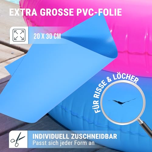 Langlauf Schuhbedarf Poolkleber wasserfest - Pool Reparaturset – PVC-Poolfolien, inkl. zuschneidbarer PVC-Folie (20x30cm),extra starker Kleber, Schleifpapier & Spatel – Pools,Whirlpools & Teichfolien