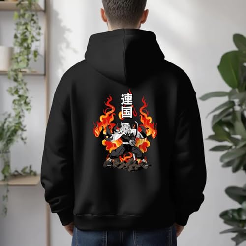 Image of Anime Zipper Hoodie for Men Stylish | Regular Fit Demon - Slayer Printed Hoodie | Cotton Fleece Long Sleeve Zip Up Hoodie Sweatshirts