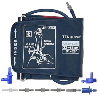 TENQUAN Bracciale Misuratore Pressione da braccio extra extra grande Misuratore di Pressione 9"-26" (22-66cm) con Connettore, Solo Polsino per la Pressione Sanguigna Non Inclusa Macchina