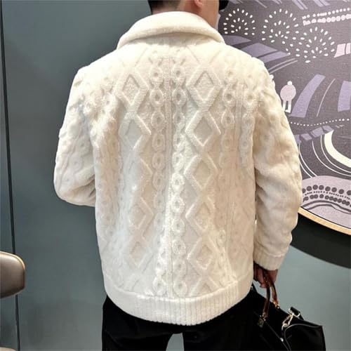 Men's Long Sleeve Lapel Cardigan Sweaters Button Down Cable Knitted Sweater2