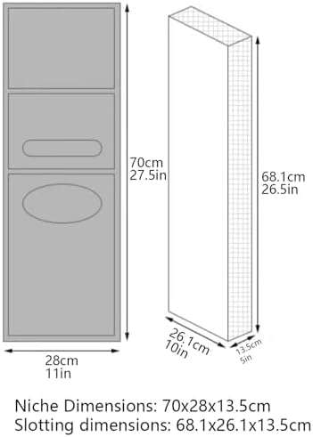 Double-Layer Shower Niche Waterproof Leakproof Storage Shelf Recessed Trash Can Paper Drawer Niche Black Stainless Steel Bathroom Niche,Black-52x20cm (Black 70x28cm)