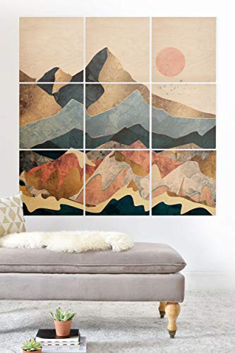 Society6 SpaceFrogDesigns Golden Peaks Wood Wall Mural, 3 ft x 3 ft, Multi