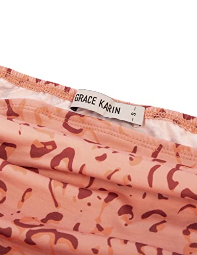 Grace Karin Women Strapless Casual Loose Ruched Long Maxi Dress With Pockets Pink Leopard #TOP3