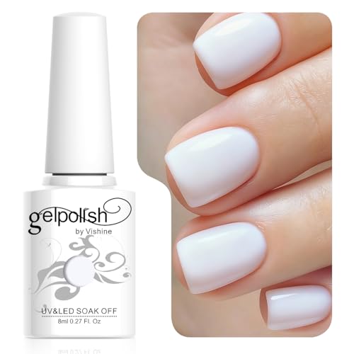 Vishine 8ml Gelpolish UV LED Soak Off Varnish Color Gel Nail Polish Manicure Salon Clear White #1433