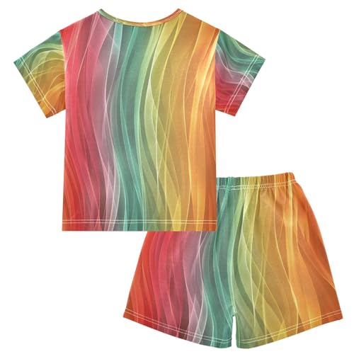 senya Short Sleeve Pajamas Sets Summer Cotton Sleepwear Colorful Light Stripe2