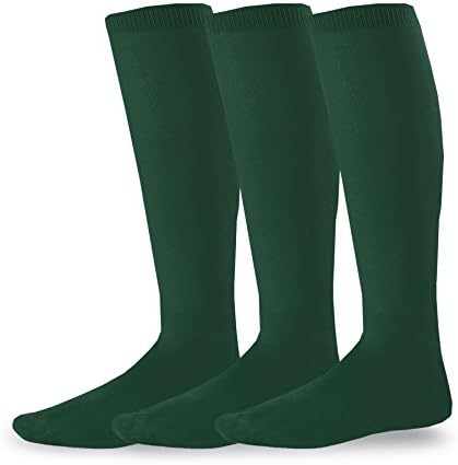 Athletic Cushioned Sports Socks for Adult Women Softball Baseball Soccer Socks 3-Pairs (Medium (9-11), Dk Green)