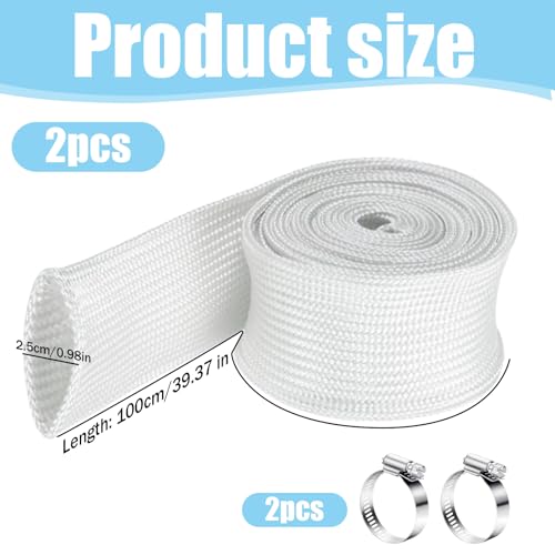 XoeLLe 200cm Abgasschlauch 25mm Hitzebeständiger Schlauch mit 2 Clips Standheizung Auspuff Dieselheizung Zubehör Fiberglass Sleeving High TEMP für Notstromaggregat, Lufterhitzer, Standheizung