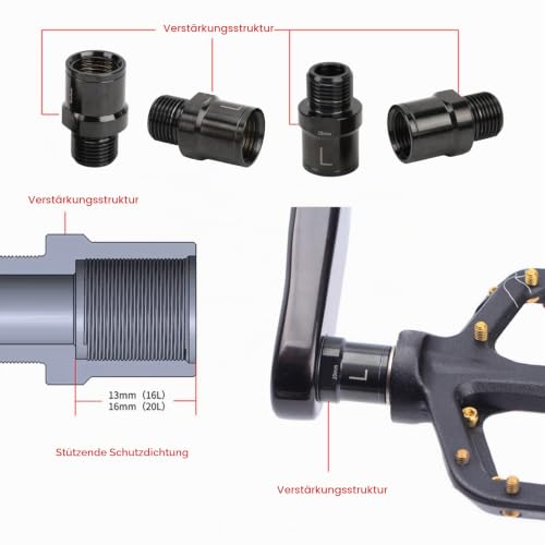 Foto von BuyWeek Fahrrad Pedalverlängerung, 20 mm Fahrrad Pedal Extender Titanlegierung Pedal Verlängerung Spindel für Mountainbike Rennrad (Schwarz)