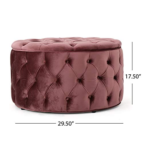 Christopher Knight Home Zelfa Velvet Ottoman, Blush #TOP8
